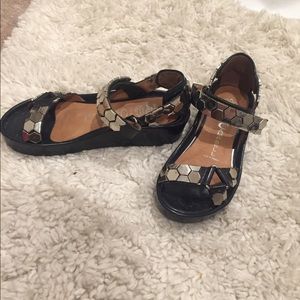 JC metal embellishment platform sandals